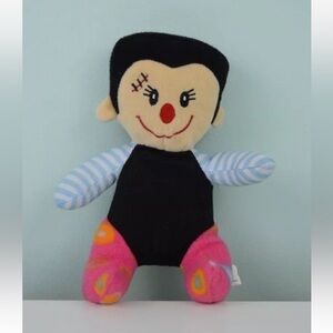 EEC International Monster Plush Stuffed Toy Black Blue White Stripes Pink 9"